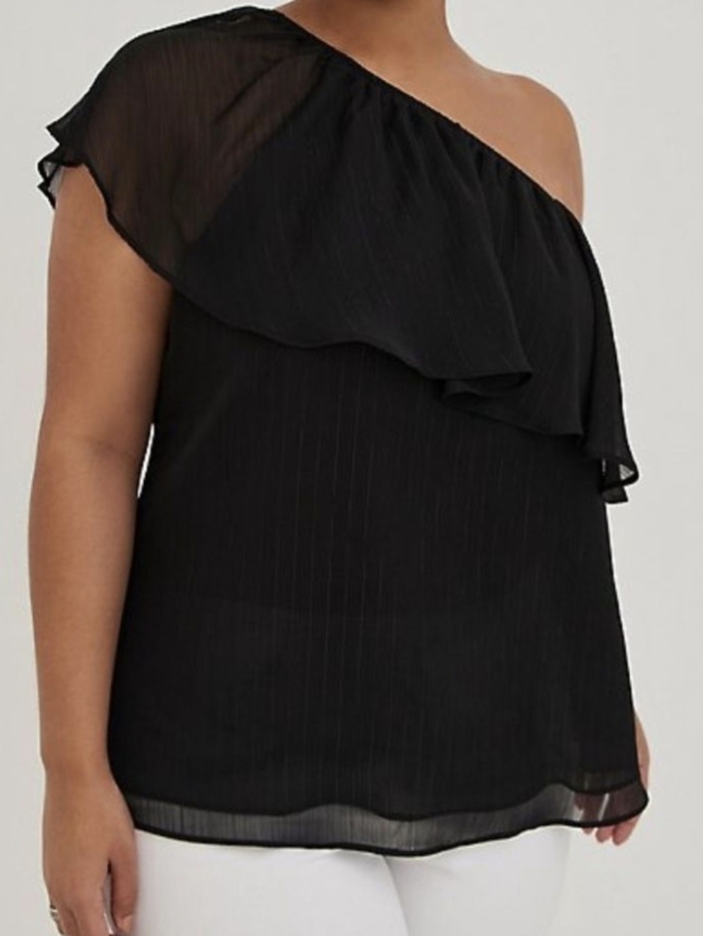 Torrid One-Shoulder Ruffle Women's Top - Picture 4 of 9
